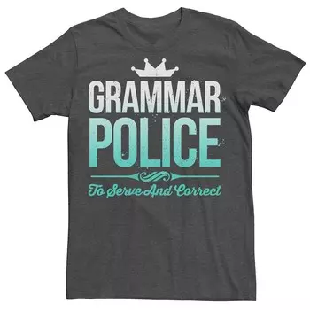 Мужская футболка с рисунком Grammar Police Humor Licensed Character, цвет Charcoal Heather