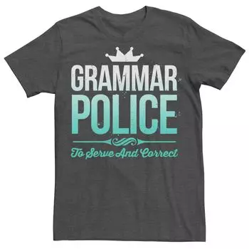 Мужская футболка с рисунком Grammar Police Humor Licensed Character