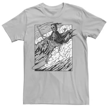Мужская футболка с рисунком Grim Reaper Riding The Wave и плакатом Licensed Character