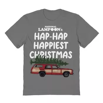 Мужская футболка с рисунком «Happiest Christmas National Lampoon's Christmas Vacation» Licensed Character, цвет Charcoal