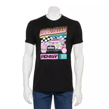 Мужская футболка с рисунком Hello Kitty Tokyo Speed Licensed Character, черный