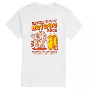Мужская футболка с рисунком Hot Dog Race Licensed Character, белый