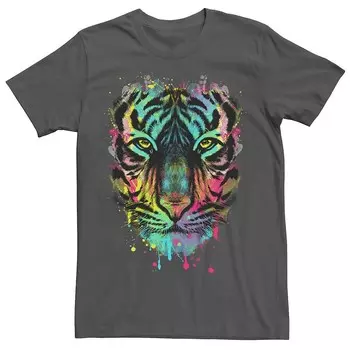 Мужская футболка с рисунком «Hunting For Colors Tiger Face» Licensed Character, цвет Charcoal