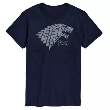Мужская футболка с рисунком «Игра престолов» Stark Wolf Head Licensed Character, темно-синий