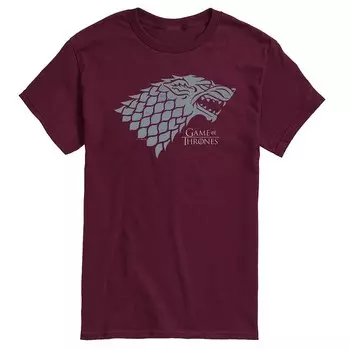 Мужская футболка с рисунком «Игра престолов» Stark Wolf Head Licensed Character, цвет Maroon