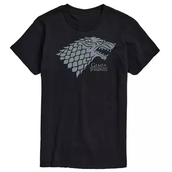 Мужская футболка с рисунком «Игра престолов» Stark Wolf Head Licensed Character, черный