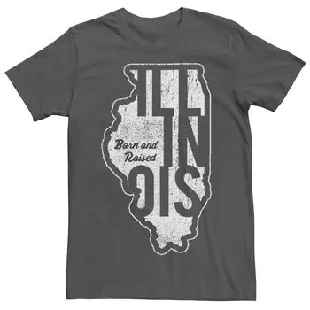 Мужская футболка с рисунком Illinois Born And Raising State Licensed Character