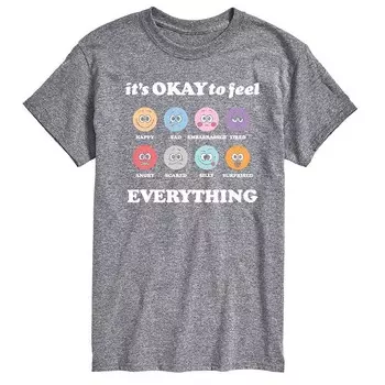 Мужская футболка с рисунком It's OK's Feel Everything Licensed Character, цвет Heather Gray