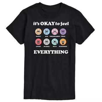 Мужская футболка с рисунком It's OK's Feel Everything Licensed Character, черный