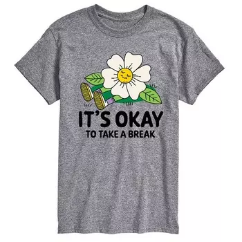 Мужская футболка с рисунком «It's OK Take A Break» Licensed Character, цвет Heather Gray