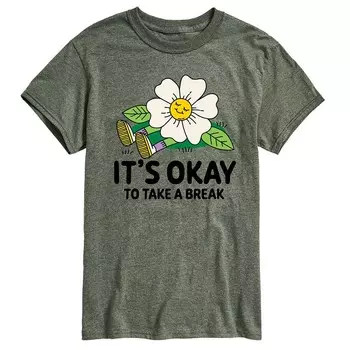 Мужская футболка с рисунком «It's OK Take A Break» Licensed Character, цвет Heather Green