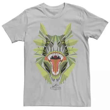Мужская футболка с рисунком Jurassic World Tikisaur Leaf Face Roar Licensed Character, серебристый