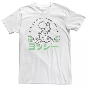 Мужская футболка с рисунком кандзи Nintendo Super Mario Yoshi Eat Snacks And Relax Licensed Character