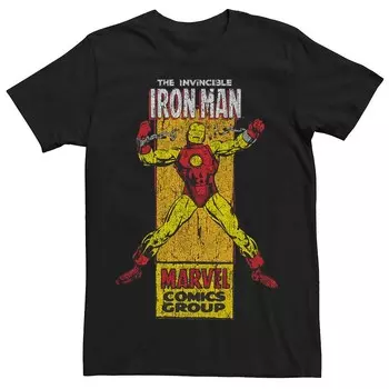 Мужская футболка с рисунком комиксов Marvel The Invincible Iron Man в стиле ретро, черный