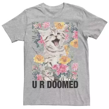 Мужская футболка с рисунком котенка U R Doomed Flowers и плакатом Licensed Character