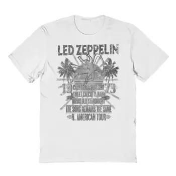 Мужская футболка с рисунком Led Zeppelin 1973 Licensed Character, белый