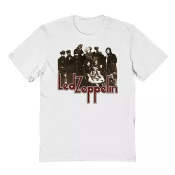 Мужская футболка с рисунком Led Zeppelin Group Licensed Character, белый