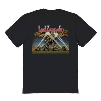 Мужская футболка с рисунком Led Zeppelin Lights Licensed Character, черный