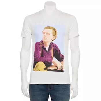 Мужская футболка с рисунком Leo Square Titanic Licensed Character, белый