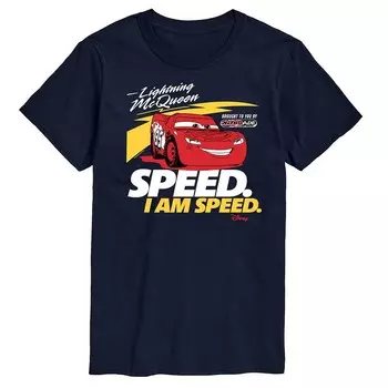 Мужская футболка с рисунком Lightning McQueen Cars Disney/Pixar's Speed I am Speed Disney / Pixar, темно-синий