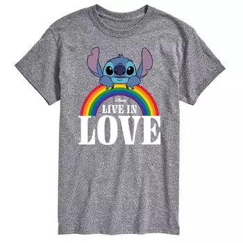 Мужская футболка с рисунком Лило и Стич Disney's Live In Love Licensed Character, серый