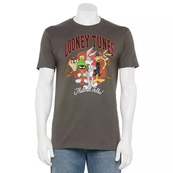 Мужская футболка с рисунком Looney Tunes Ground Collegiate Licensed Character, цвет Charcoal