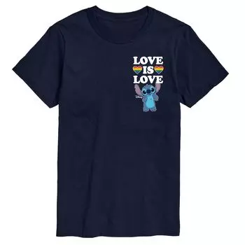 Мужская футболка с рисунком Love Is Love Disney's Lilo & Stitch Licensed Character, синий