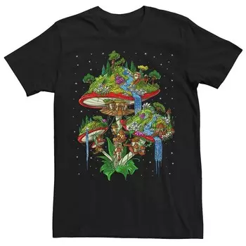 Мужская футболка с рисунком Magic Mushroom Island Licensed Character, черный