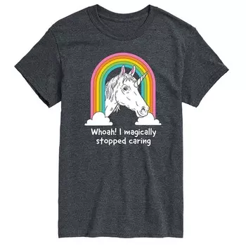 Мужская футболка с рисунком Magically Stop Caring Licensed Character, цвет Heather Charcoal