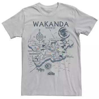 Мужская футболка с рисунком Marvel Black Panther Wakanda Map Licensed Character