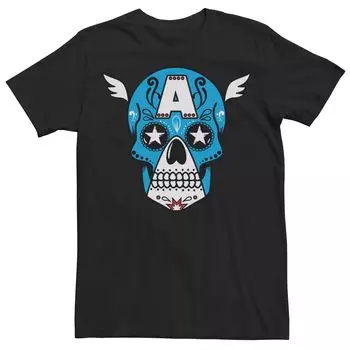 Мужская футболка с рисунком Marvel Капитан Америка Dia De Los Muertos Licensed Character