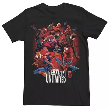 Мужская футболка с рисунком Marvel Spider-Man Unlimited Pose Licensed Character, черный