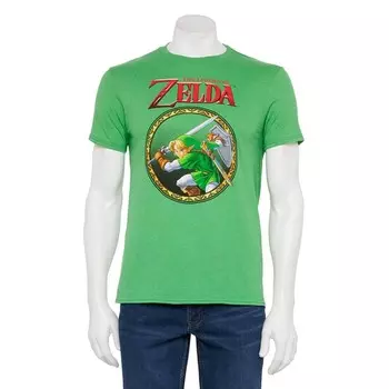 Мужская футболка с рисунком меча Nintendo The Legend of Zelda Link Licensed Character, цвет Green Heather