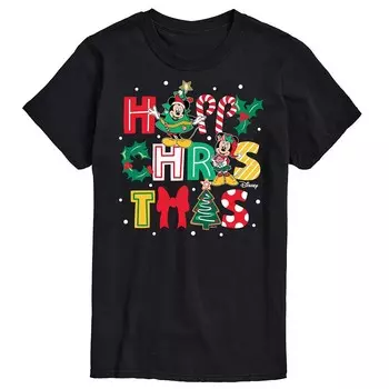 Мужская футболка с рисунком Микки и Минни Маус Disney's Happy Christmas Icons, черный