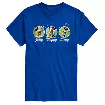Мужская футболка с рисунком Микки и Минни Маус Disney's Jolly Happy Merry, цвет Royal Blue