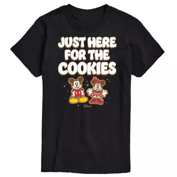 Мужская футболка с рисунком Микки и Минни Маус Disney's Just Here For The Cookies, черный