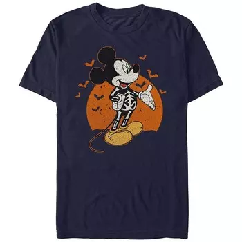 Мужская футболка с рисунком Микки Мауса Диснея в виде скелета Disney, темно-синий