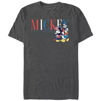 Мужская футболка с рисунком Микки Мауса и друзей Disney's Americana, цвет Charcoal Heather