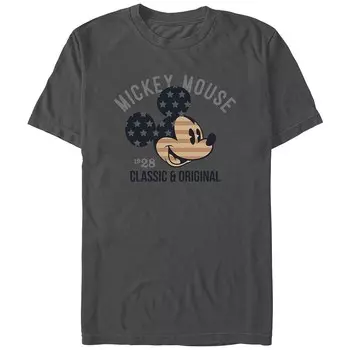 Мужская футболка с рисунком Микки Мауса в виде звезд и полосок Disney's, цвет Charcoal
