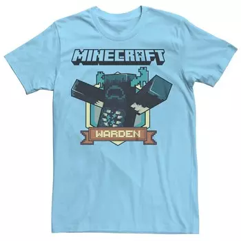 Мужская футболка с рисунком Minecraft Warden Badge Licensed Character, цвет Light Blue