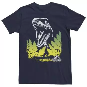 Мужская футболка с рисунком Мир Юрского периода Raptor Roaring Behind Busches Licensed Character, синий
