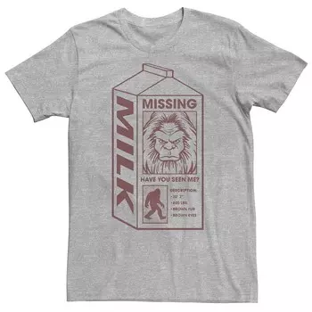 Мужская футболка с рисунком Missing Bigfoot в упаковке из-под молока Licensed Character, цвет Athletic Heather