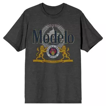 Мужская футболка с рисунком Modelo Beer Crest Licensed Character, серый