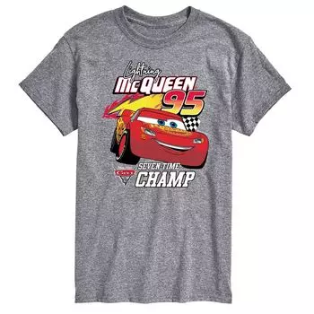 Мужская футболка с рисунком Молнии Маккуина Disney/Pixar Cars Licensed Character, серый