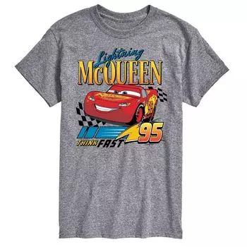 Мужская футболка с рисунком Молнии Маккуина Disney/Pixar Cars Licensed Character, серый