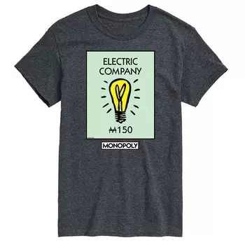 Мужская футболка с рисунком Monopoly Electric Company Licensed Character, цвет Charcoal