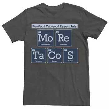 Мужская футболка с рисунком More Tacos Table Of Essentials Licensed Character, цвет Charcoal Heather