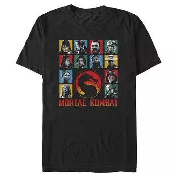 Мужская футболка с рисунком Mortal Kombat Mortal Kombat Fighters Licensed Character, черный