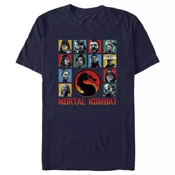 Мужская футболка с рисунком Mortal Kombat Mortal Kombat Fighters Licensed Character, темно-синий
