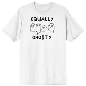 Мужская футболка с рисунком мультфильма "Equally Ghosty" на Хэллоуин Licensed Character, белый
